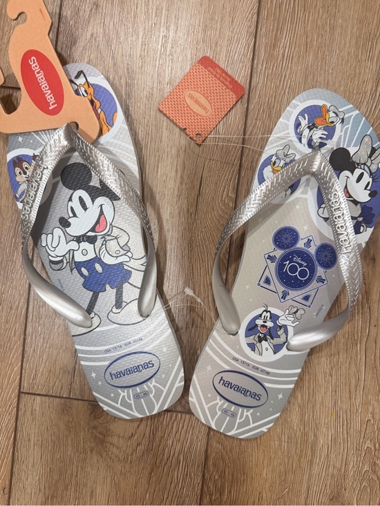 Havaianas Other - Havaianas Kids Silver & Blue Mickey Mouse 100th Anniversary Flip Flops